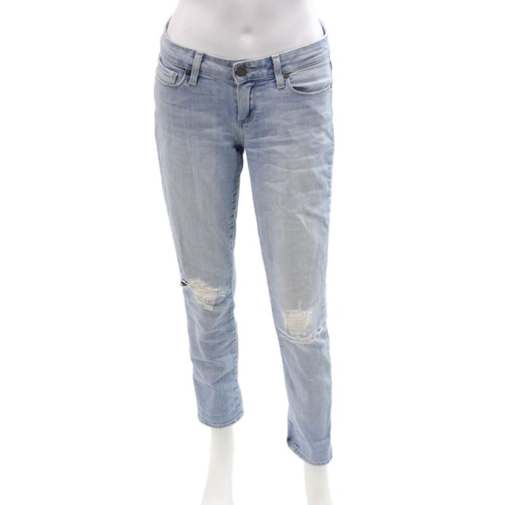 Paige Women Boyfriend Cropped Jeans Light Blue High Rise Size 26